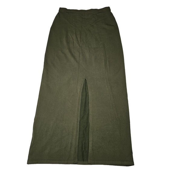 DISSH Carrie Maxi Skirt Olive Green Army Ribbed Stretch Knit Slit AUS XXL, US L - Picture 4 of 10